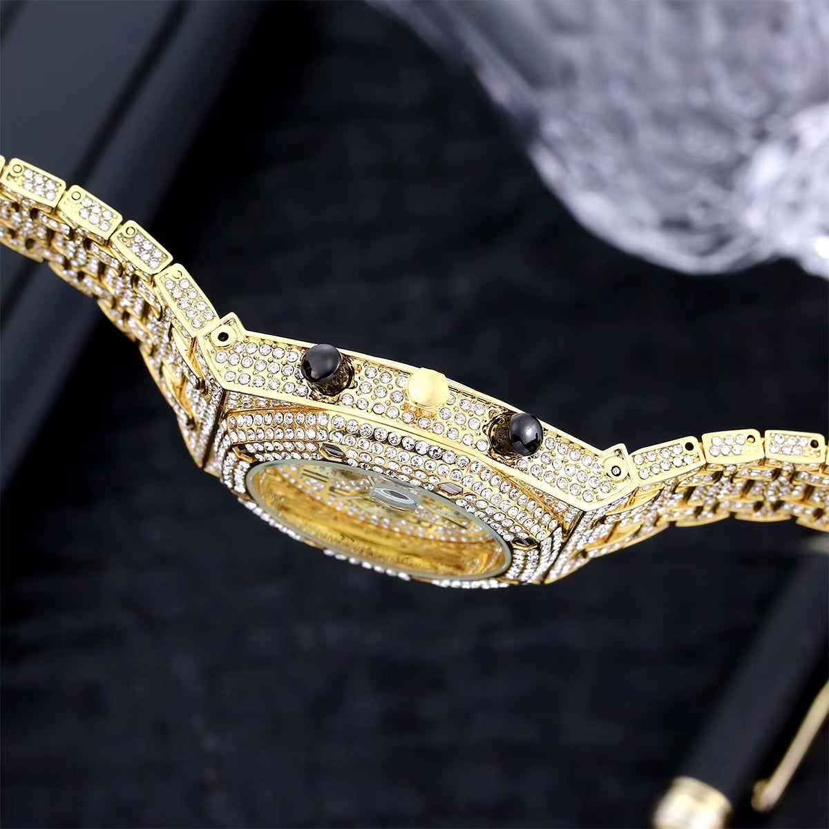 Bust down Date Chronograph Man Iced Out Watch Relogio Masculio