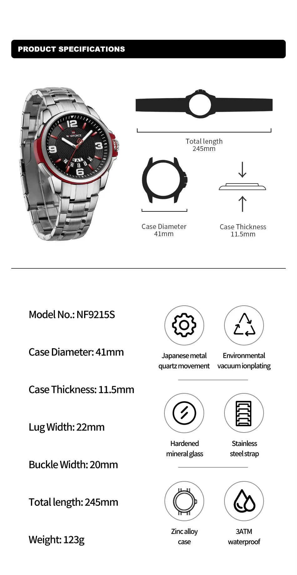 Brand Casual Men'S Quartz Watch Stainless Steel Belt Business Wristwatches Waterproof Luminous Clock Relogio