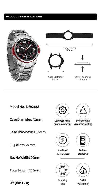 Brand Casual Men'S Quartz Watch Stainless Steel Belt Business Wristwatches Waterproof Luminous Clock Relogio