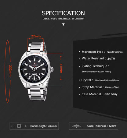 Brand Men Watches Business Quartz Watch Men'S Stainless Steel Band 30M Waterproof Date Wristwatches Relogio Masculino