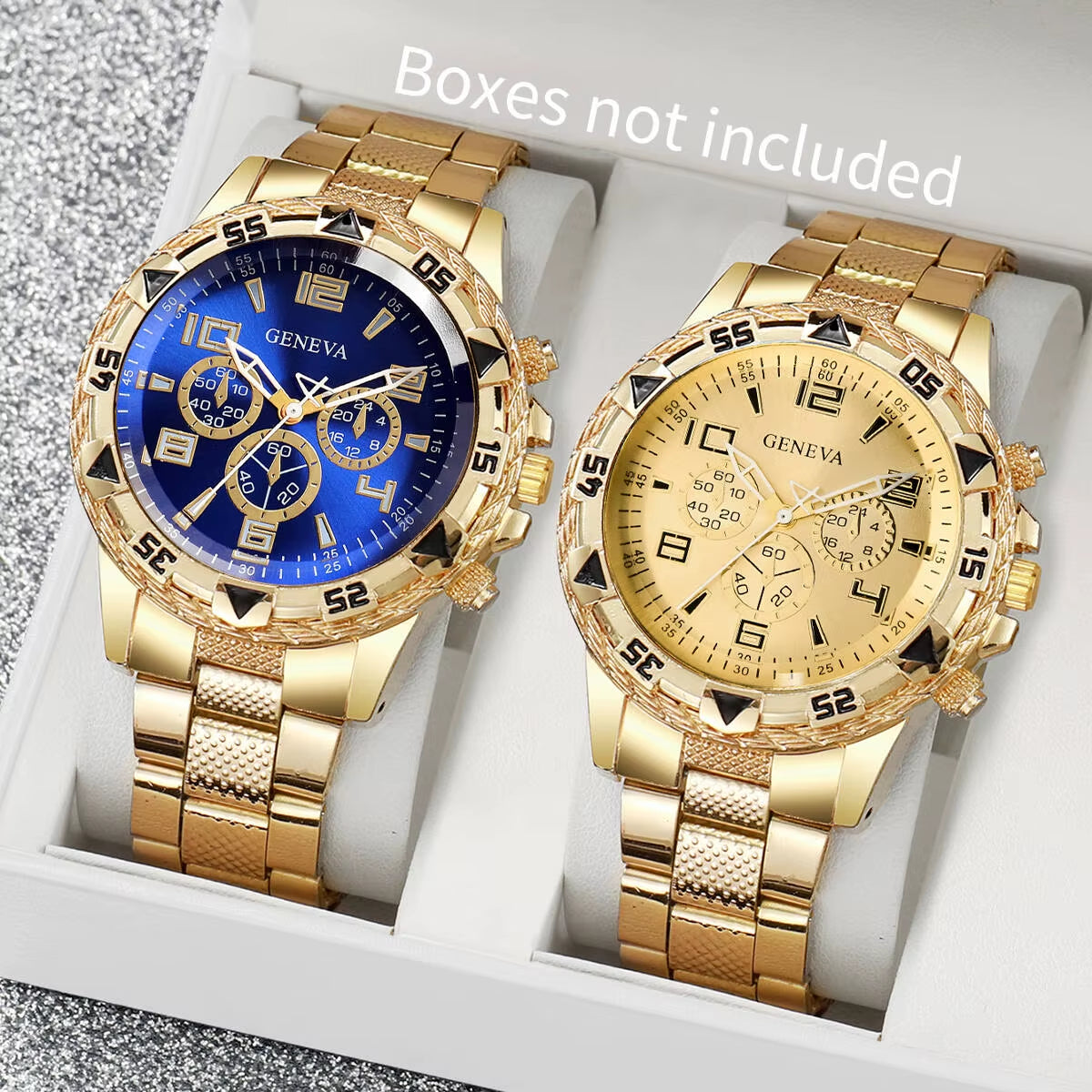 2Pcs/Set Men Business Watches Fashion Large Dial Mens Quartz Watch Relogio Masculino（Without Box）