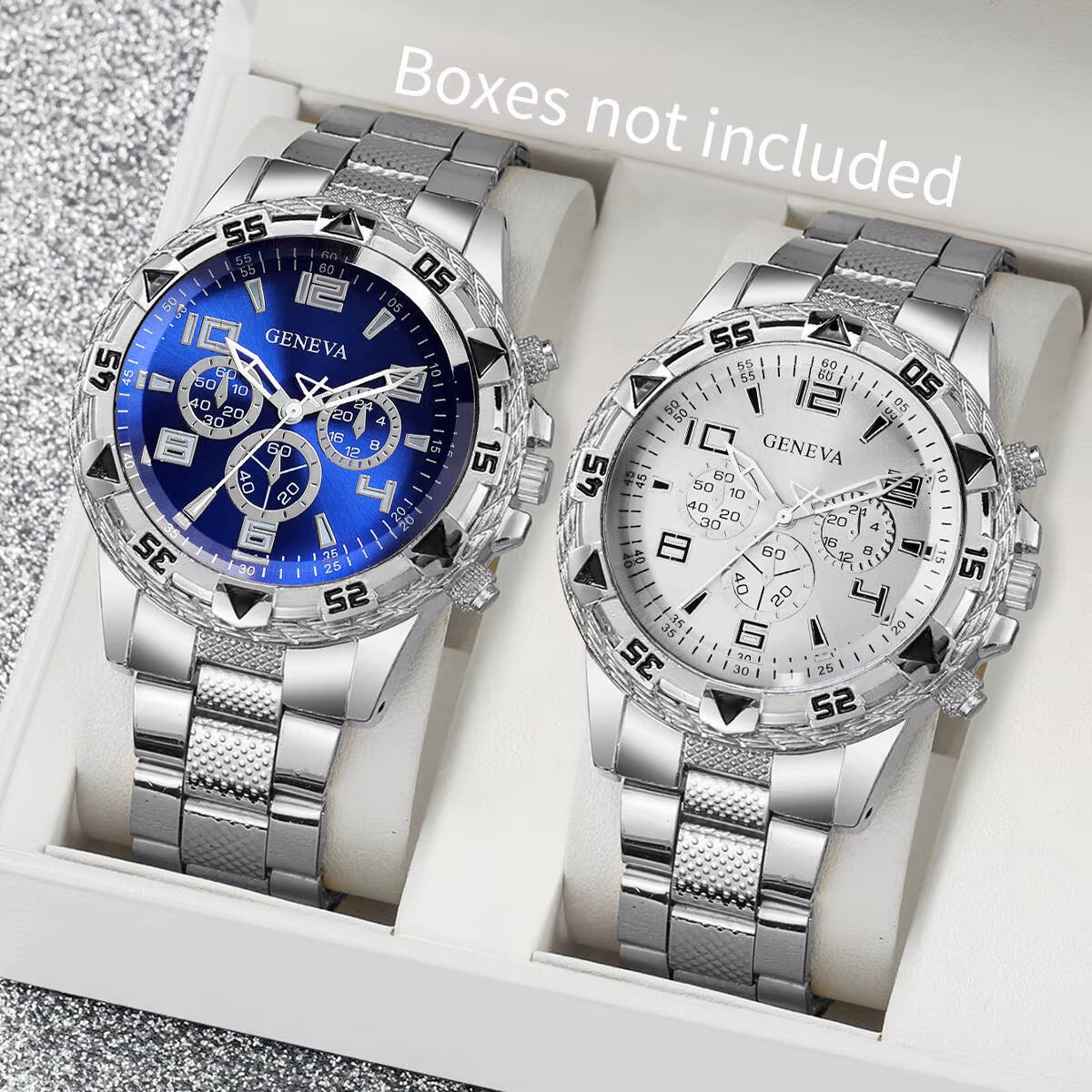 2Pcs/Set Men Business Watches Fashion Large Dial Mens Quartz Watch Relogio Masculino（Without Box）