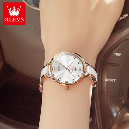 5872 Fashion Luxury Brand Quartz Women'S Watch Elegant Ceramic Rose Gold Waterproof Dress Women'S Watch Relogio Feminino