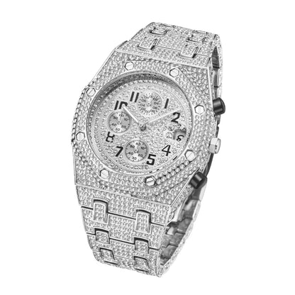 Bust down Date Chronograph Man Iced Out Watch Relogio Masculio