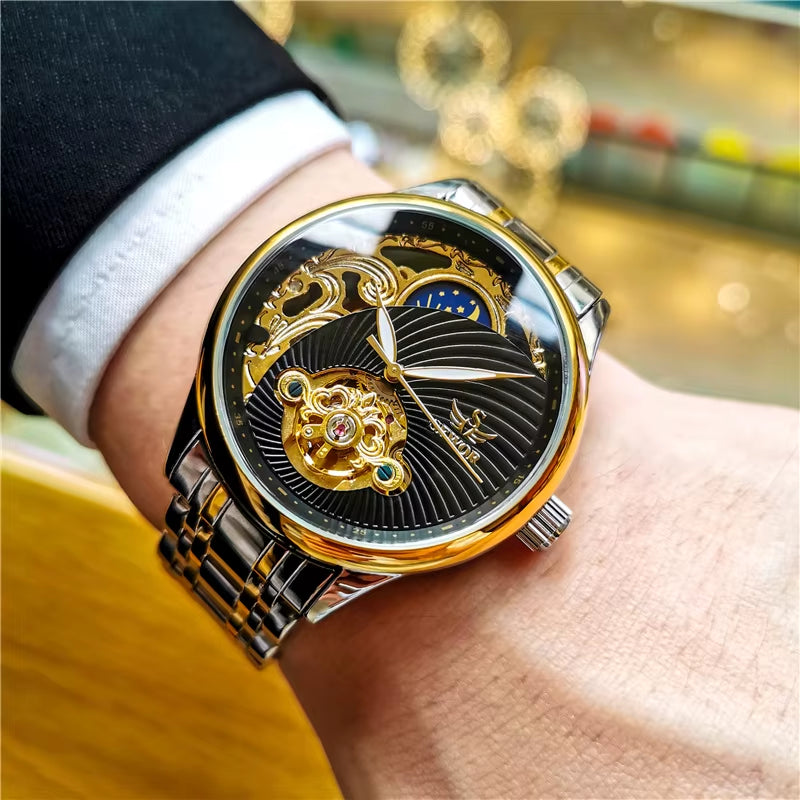 Luxury Fashion Mechanical Watch Men'S Gold Watch Casual Sports Style Retro Business Clock Montre Homme 2021