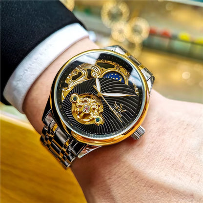Luxury Fashion Mechanical Watch Men'S Gold Watch Casual Sports Style Retro Business Clock Montre Homme 2021
