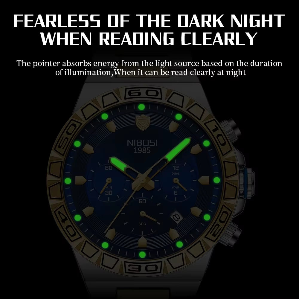 Top Brand NIBOSI Men'S Watches Luxury Sports Watch Waterproof Luminous Chronograph Watches for Men Auto Clock Relogio Masculino