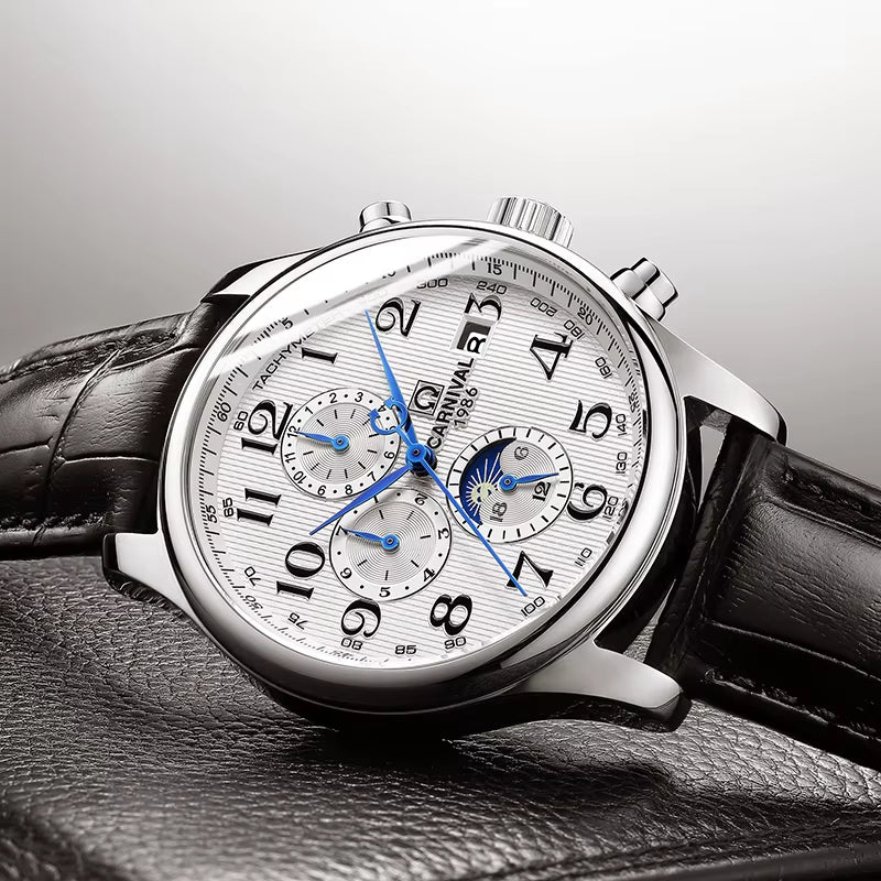 Brand Automatic Watch Fashion Luxury Waterproof Calendar Moon Phase Mechanical Watches for Men Clock Relogio Masculino