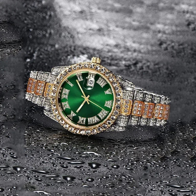 Full Iced Out Watch for Men Multiple Colors Hip Hop Mens Watch Fashion Cool Bling Diamond Luxury Mens Watches Clock Relogio