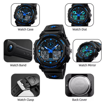 2017 New  Men Sports Watches Dual Display Digital Quartz Watch Men Waterproof Casual Outdoor Electronic Wrist Watches