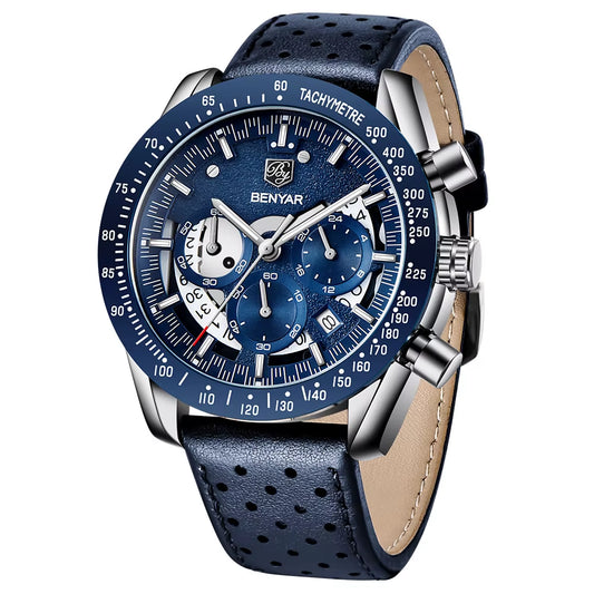 Benyar Semi-Skeleton Multifunction Brazilian Watches Men Chronograph Creative Quartz Sport Wristwatch Gifts Relogio Masculino