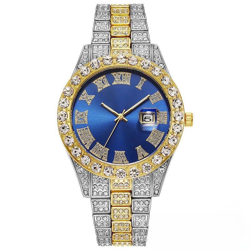 Full Iced Out Watch for Men Multiple Colors Hip Hop Mens Watch Fashion Cool Bling Diamond Luxury Mens Watches Clock Relogio