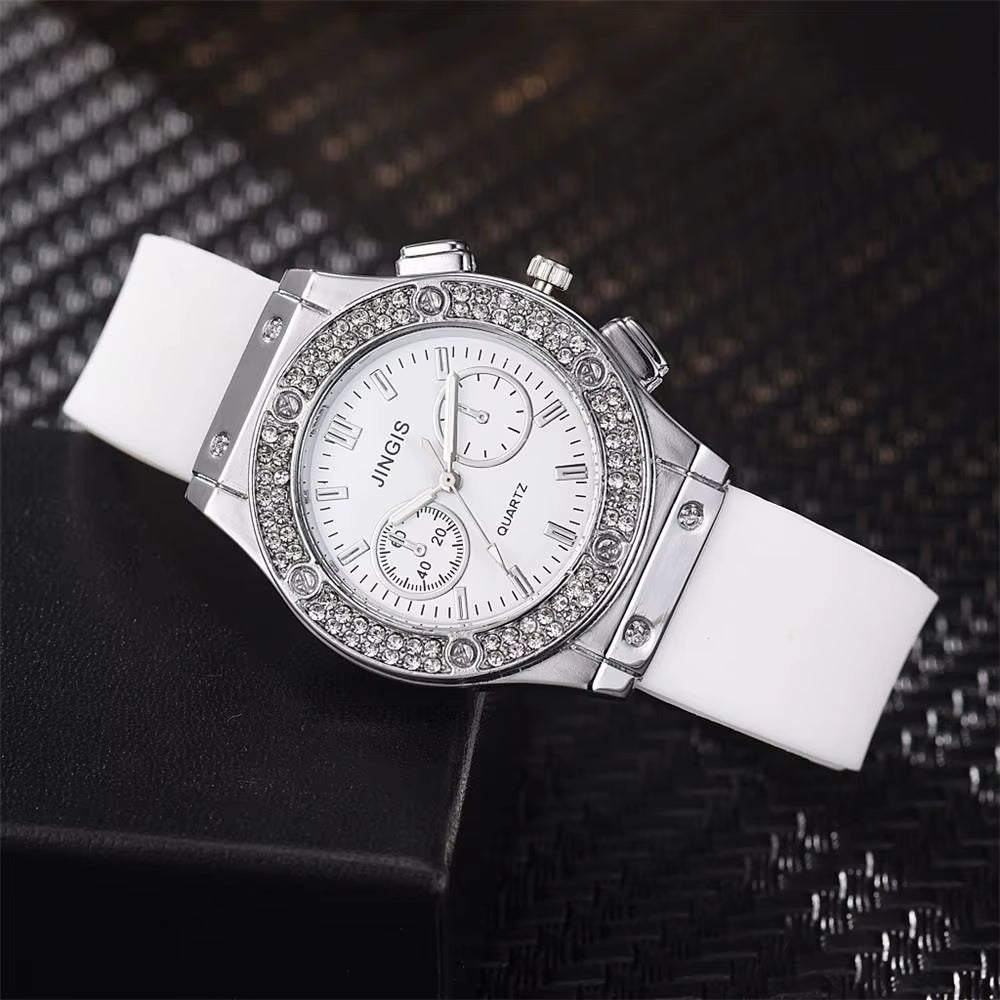 Fashion 2025 Rubber Women Watches Luxurious Brand Casual Diamond Female Quartz Wristwatches Simple Sport Clock Relogio Feminino