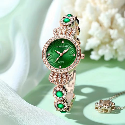 Elegant Women Luxury Rhinestone Crown Ladies Quartz Watch Exquisite Fashion Analog Bracelet Wrist Watch Clock Relogio Feminino
