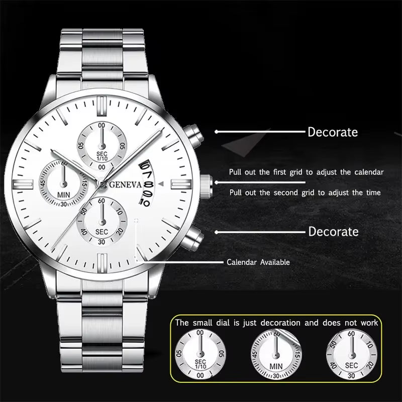 New 40Mm Men'S Quartz Watches Stainless Steel Silver Business Sports Watches Watch for Men Montre Homme Relogio Masculino