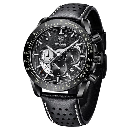 Benyar Semi-Skeleton Multifunction Brazilian Watches Men Chronograph Creative Quartz Sport Wristwatch Gifts Relogio Masculino
