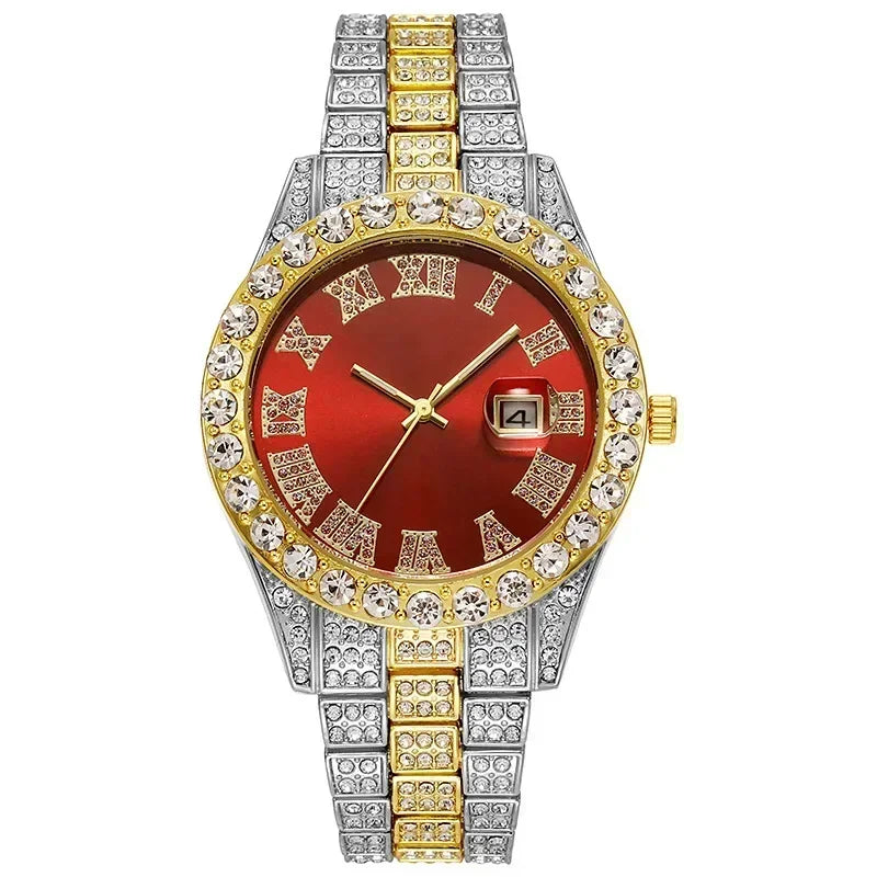 Full Iced Out Watch for Men Multiple Colors Hip Hop Mens Watch Fashion Cool Bling Diamond Luxury Mens Watches Clock Relogio