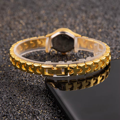 Relojes Gold Plated Women Bracelet Wristwatch Girl Quartz Analog Watch Hour Hot Selling High Quality Wholesale Watches
