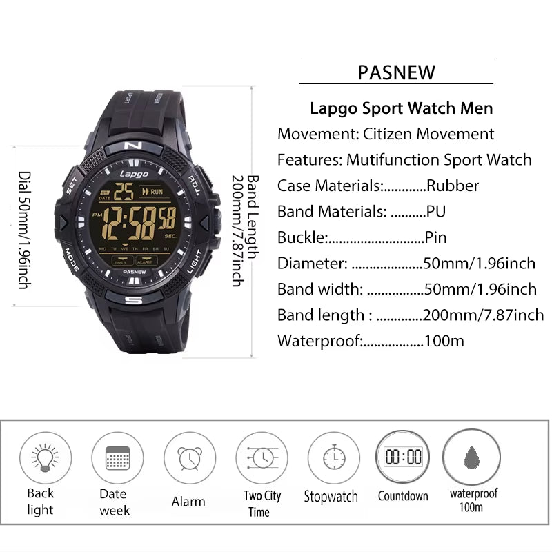 Waterproof Digital Diving Watches Men Freediving Boy Hand Clock Outdoor Diver Sport Watch Large Male Electronic Wristwatch 2023