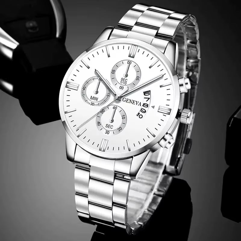 New 40Mm Men'S Quartz Watches Stainless Steel Silver Business Sports Watches Watch for Men Montre Homme Relogio Masculino