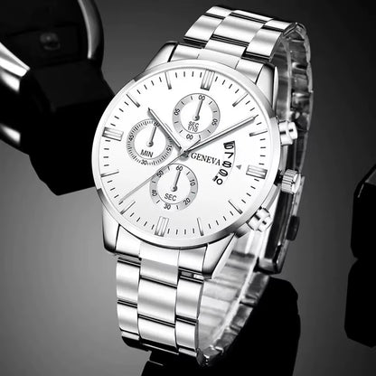 New 40Mm Men'S Quartz Watches Stainless Steel Silver Business Sports Watches Watch for Men Montre Homme Relogio Masculino
