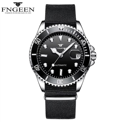 2025 FNGEEN 9001 Fashion Business Men'S Watch Steel Tourbillon Frame Mechanical Watch Night Light Automatic Date Diamond Watch