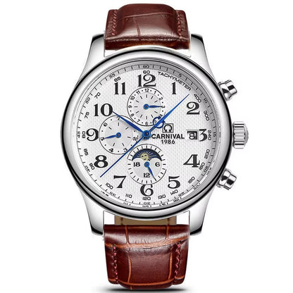 Brand Automatic Watch Fashion Luxury Waterproof Calendar Moon Phase Mechanical Watches for Men Clock Relogio Masculino