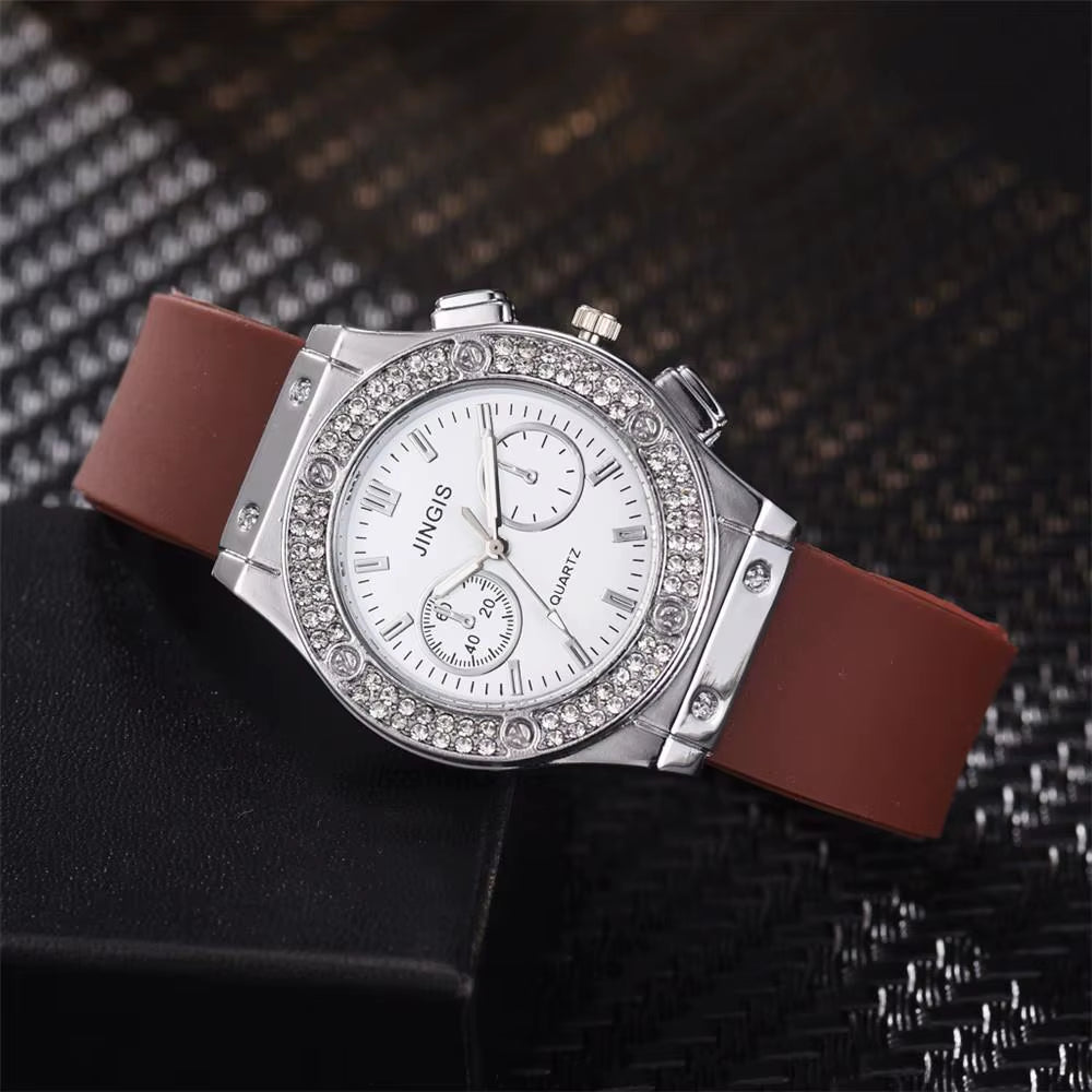 Fashion 2025 Rubber Women Watches Luxurious Brand Casual Diamond Female Quartz Wristwatches Simple Sport Clock Relogio Feminino