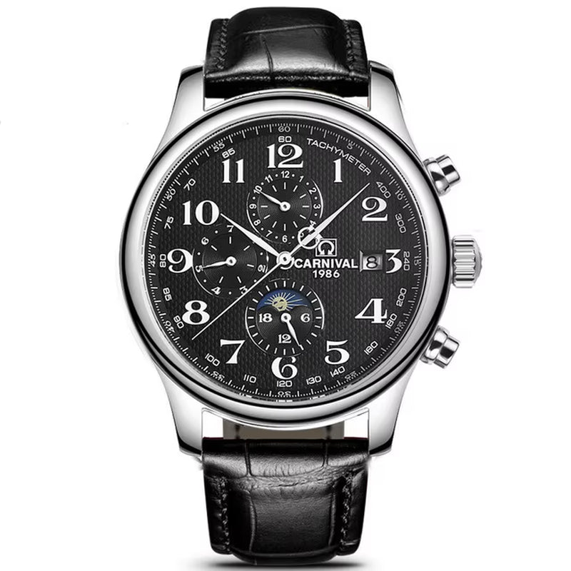 Brand Automatic Watch Fashion Luxury Waterproof Calendar Moon Phase Mechanical Watches for Men Clock Relogio Masculino