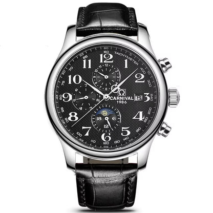 Brand Automatic Watch Fashion Luxury Waterproof Calendar Moon Phase Mechanical Watches for Men Clock Relogio Masculino