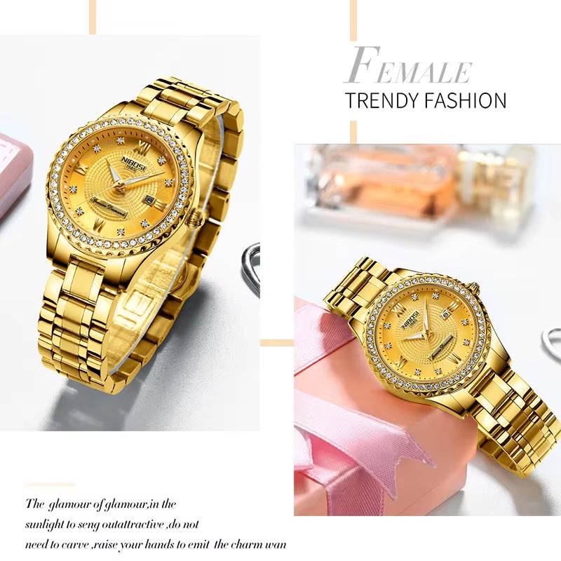 Women Watches Top Brand Luxury Gold Ladies Watch Stainless Steel Band Classic Bracelet Female Clock Relogio Feminino