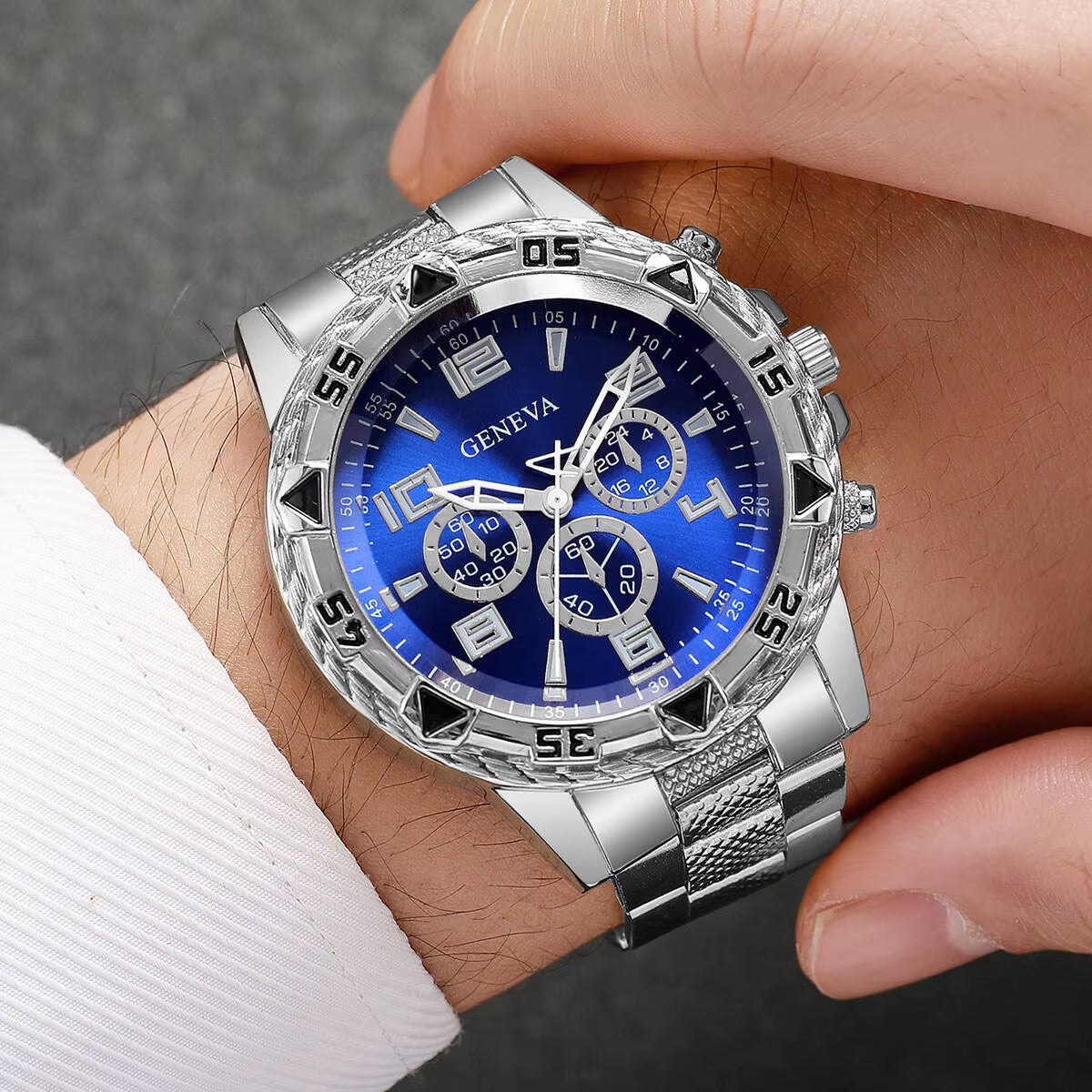 2Pcs/Set Men Business Watches Fashion Large Dial Mens Quartz Watch Relogio Masculino（Without Box）