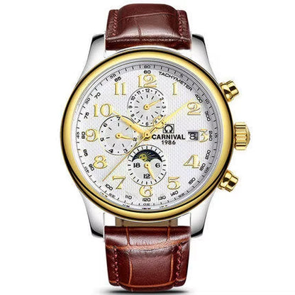 Brand Automatic Watch Fashion Luxury Waterproof Calendar Moon Phase Mechanical Watches for Men Clock Relogio Masculino
