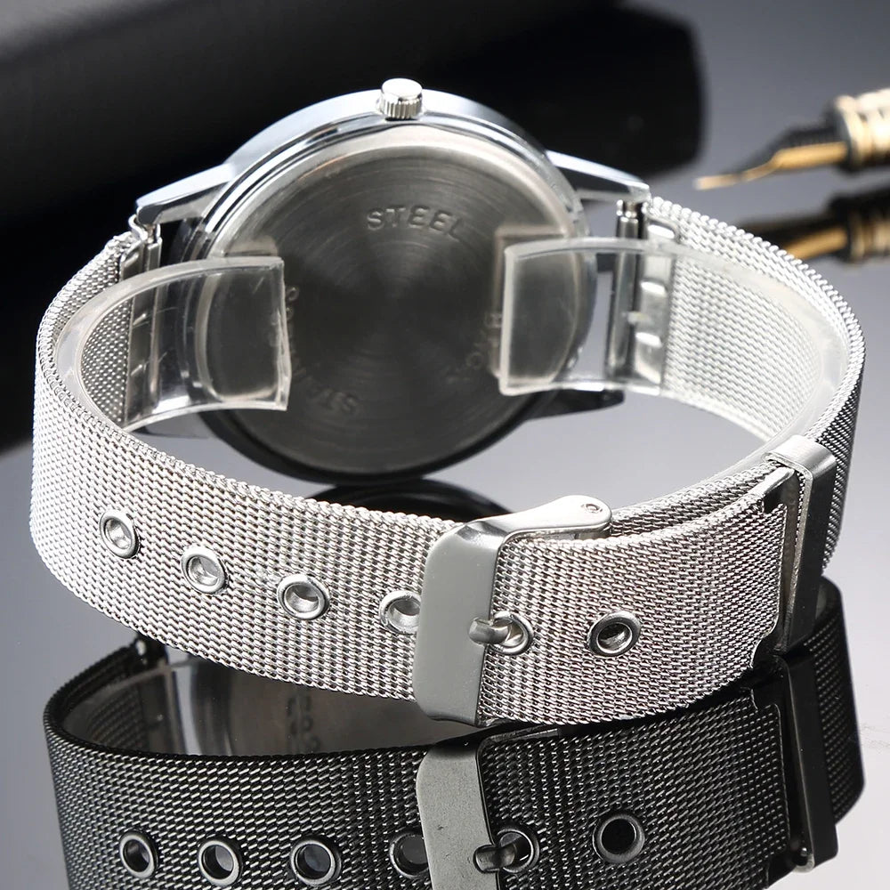 Fashion Women Watches Luxury Metal Analog Quartz Wristwatch Sliver Mesh Belt Simple Elegant Ladies Watch Relogio Feminino