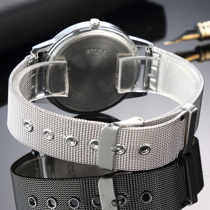 Fashion Women Watches Luxury Metal Analog Quartz Wristwatch Sliver Mesh Belt Simple Elegant Ladies Watch Relogio Feminino