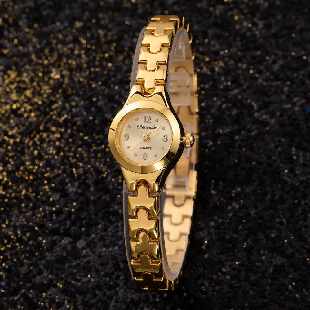 Relojes Gold Plated Women Bracelet Wristwatch Girl Quartz Analog Watch Hour Hot Selling High Quality Wholesale Watches