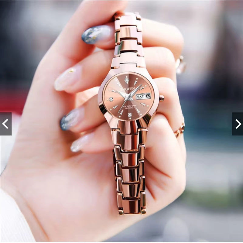 2023 FNGEEN 5808 Relogio Feminino Couple Watch Men Quartz Watch for Lovers Luxury Womens Wristwatch Stainless Steel Waterproof