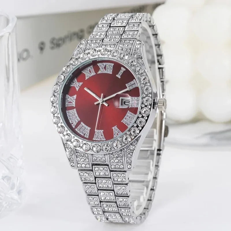 Full Iced Out Watch for Men Multiple Colors Hip Hop Mens Watch Fashion Cool Bling Diamond Luxury Mens Watches Clock Relogio