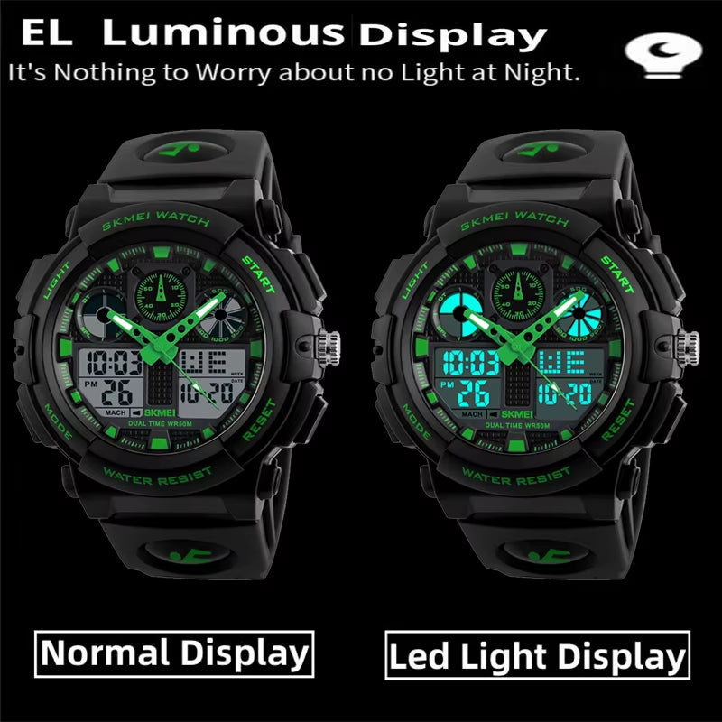 2017 New  Men Sports Watches Dual Display Digital Quartz Watch Men Waterproof Casual Outdoor Electronic Wrist Watches