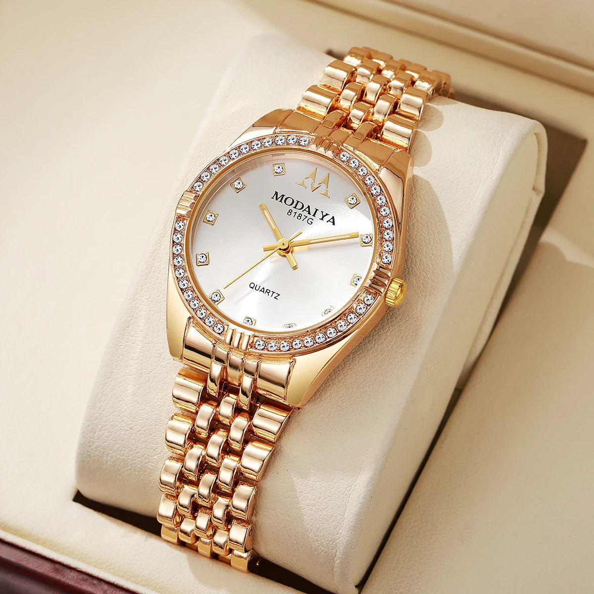 Women Watches Luxurious Quartz Sparkling Rhinestone Dial Dress Wristwatches for Ladies Relogio Feminino