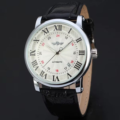 Relogio Relojes 2024 New Fashion Rose Gold Watches Day Date Automatic Self Wind Leather Strap Men'S Watches Mechanical Watches