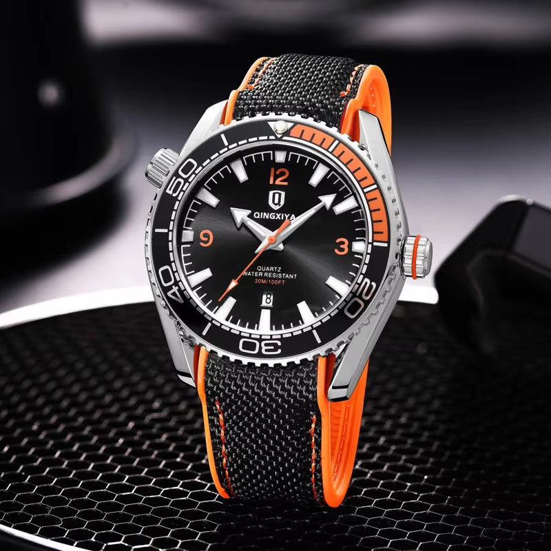 Brand New Fashion Quartz Watch Men Sports Silicone Strap Waterproof Luminous Calendar Mens Watches Relogio Masculino