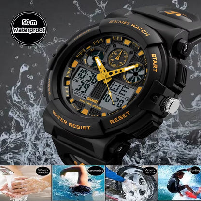 2017 New  Men Sports Watches Dual Display Digital Quartz Watch Men Waterproof Casual Outdoor Electronic Wrist Watches