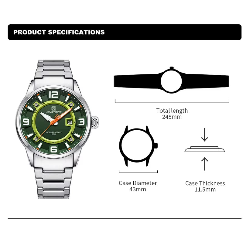 Brand Fashion Men Watch Waterproof Luxury Luminous Male Calendar Quartz Wristwatch Relogio Masculino 2024 New Arrival