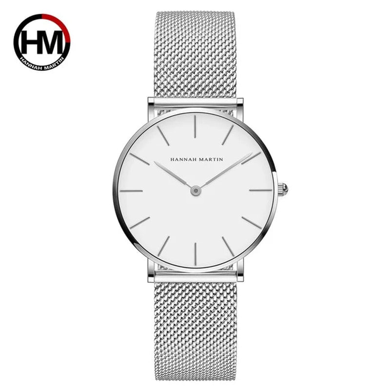 Japan Quartz Movement High Quality 36Mm Hannah Martin Women Stainless Steel Mesh Rose Gold Waterproof Ladies Watch Dropshipping
