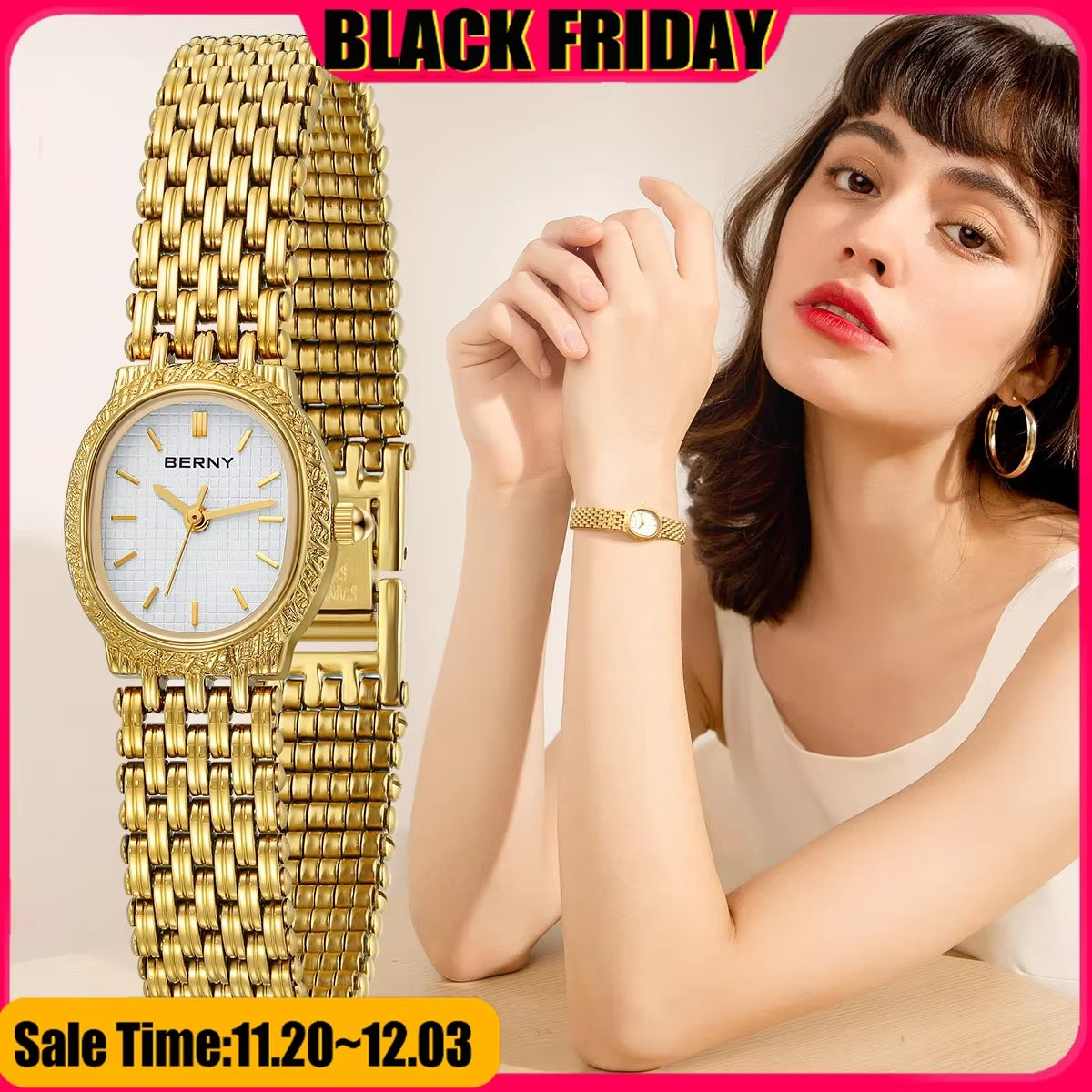 Golden Women Wristwatch Small Dial Ladies Gold Watch Bracelet Jewelry Quartz Lady Watch Compact Stylish Luxury Women Watch