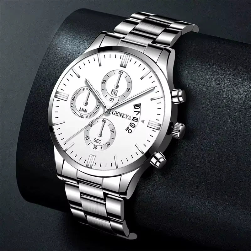 New 40Mm Men'S Quartz Watches Stainless Steel Silver Business Sports Watches Watch for Men Montre Homme Relogio Masculino