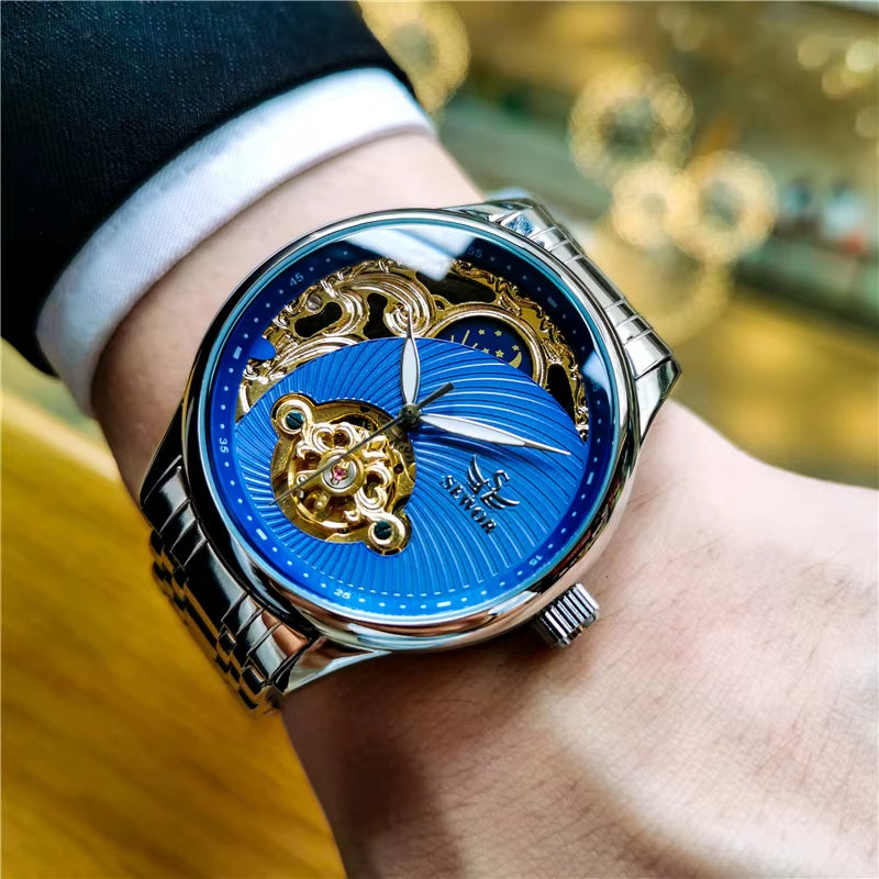 Luxury Fashion Mechanical Watch Men'S Gold Watch Casual Sports Style Retro Business Clock Montre Homme 2021