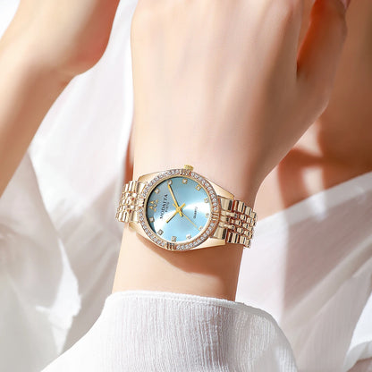 Women Watches Luxurious Quartz Sparkling Rhinestone Dial Dress Wristwatches for Ladies Relogio Feminino