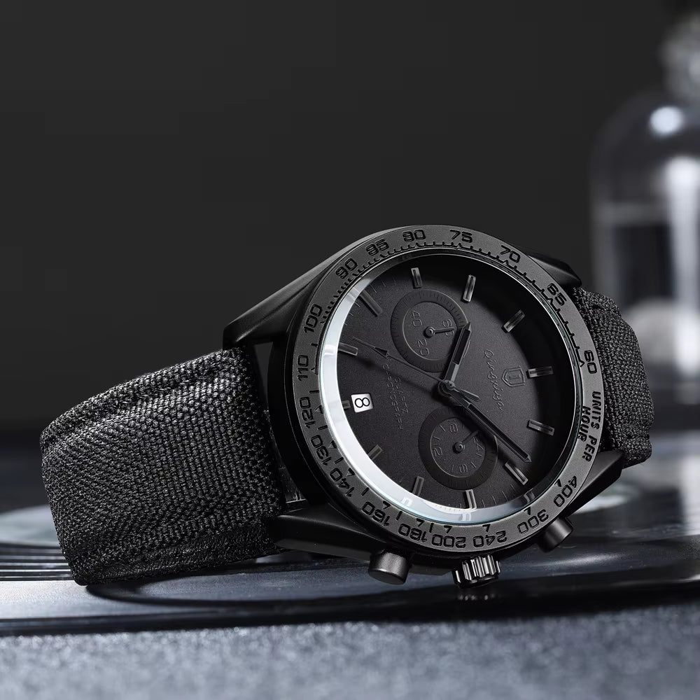 Fashion Chronograph Quartz Watch for Men Sports Leather Strap Waterproof Date Luxury Mens Watches Relogio Masculino